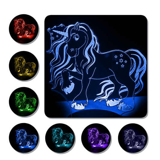 Lámpara 3D Led Mágico Unicornio