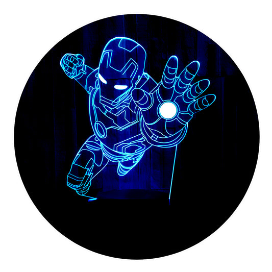 Lámpara 3D Led Iron Man Lanzando un Poder 02