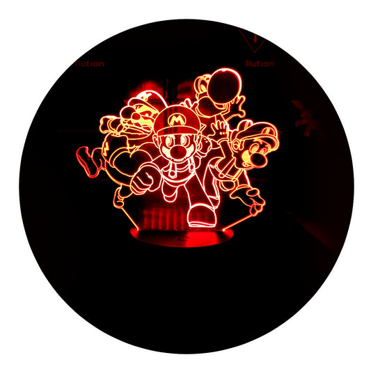 Lámpara 3D Led Mario Luigi Wario Yoshi
