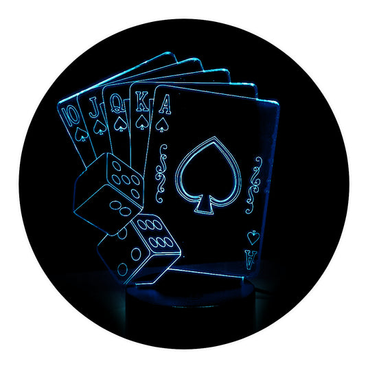Lámpara 3D Led Poker Escala Real Naipes