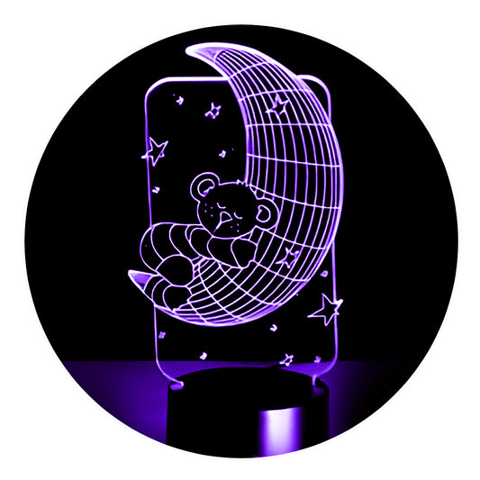 Lámpara 3D Led Oso Abrazando la Luna