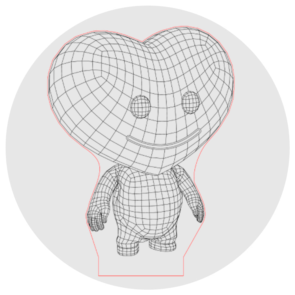 Lámpara 3D Led Cartoon Corazon Feliz