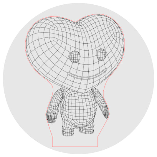Lámpara 3D Led Cartoon Corazon Feliz
