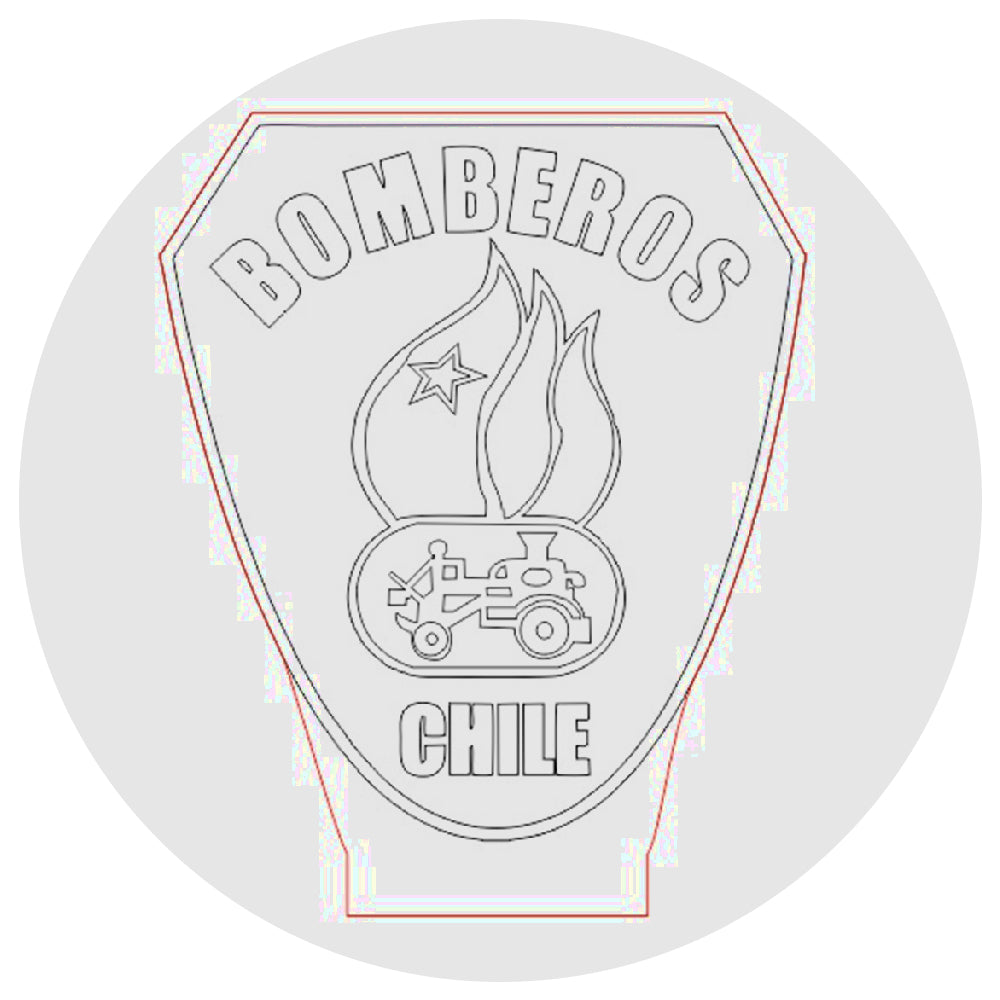 Lámpara 3D Led Cuepo de Bomberos Chile